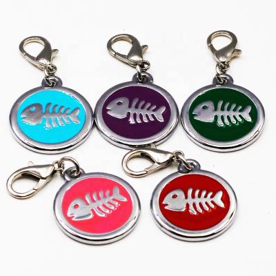 China Europe metal custom soft enamel fish cat qr code pet id collar tags for sale