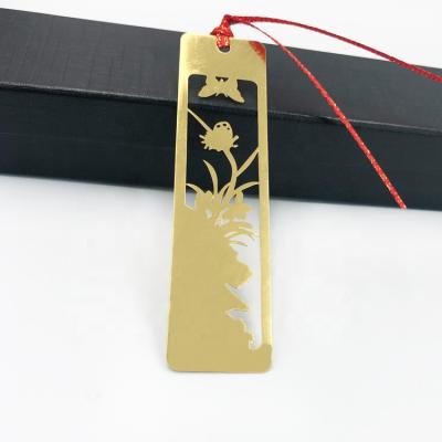 China Europe Chinese Styles Metal Etch Orchid Brass Elegant Bookmark for sale