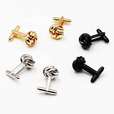 China Hot Selling Europe Metal Black Knot Cuff Links Tuxedo Sleeve Button Brass Cufflinks for sale