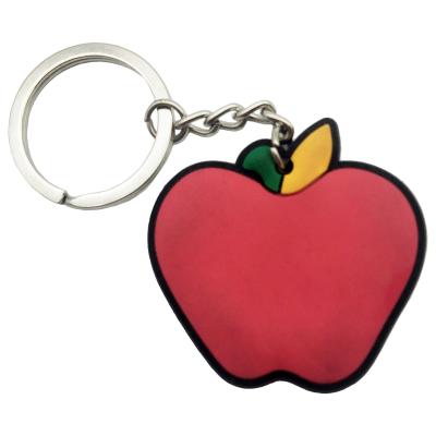 China Custom Soft Rubber Apple Shape Key Chain Fruit Key Chain Europe 3D Logo PVC Key Holder for sale