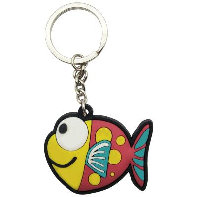 China Custom 3D Cartoon Europe PVC Rubber Animal Fish Keychains Color Key Chain for sale