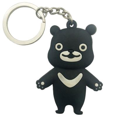 China Custom Logo Europe 3D Bear PVC Bear Key Backpack Pendant Soft Rubber Key Holder for sale