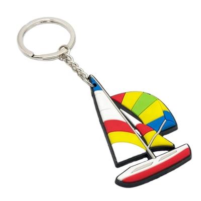 China Wholesale Beautiful Europe Sailing Boat Key Chain PVC Soft Boat Key Chain for sale