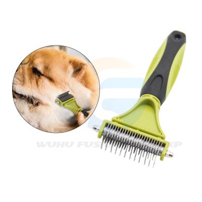 China Amazon Best Viable Selling Dog Pets Hair Remover Tool Deshedding Comb Self Cleaning Grooming Pet Knot Comb for sale