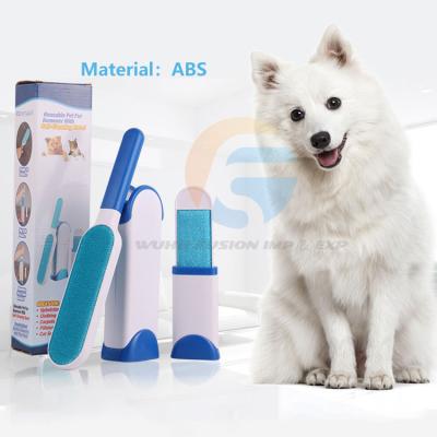 China Viable Reusable Dog Cat Hair Removal Brush Comb Self Cleaning Pet Hair Remover Fiber Roller Brush for sale