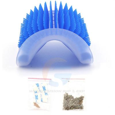 China Gray Pet Hair Brush Comb Viable Pet Hair Remover Pet Cleaning Brush Cat Toy Plastic Bristle Arch Massager for sale