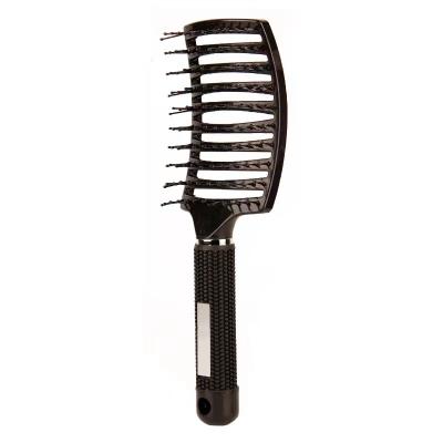 China Barber Supplies Curved Curly Weave Professional Salon Paddle Nylon Hair Comb Custom Salon Styling Wig Detangler Hair Extension Brush for sale