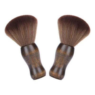 China Professional Wooden Salon Round Barber Neck Cleaning Brush Hairdressing Barber Soft Hair Neck Duster for sale