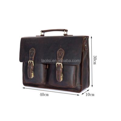 China Vintage Antique Leather Design Pattern Briefcase Men's Crazy Horse Genuine Leather Briefcase for sale