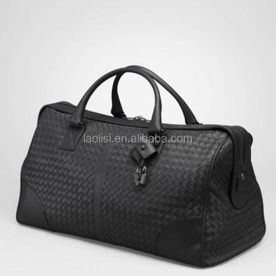 China GENUINE LEATHER Weave Genuine Leather Travel Bags For Men Business Travel Tote Bag for sale