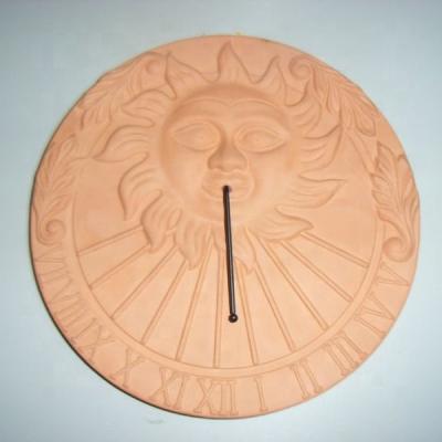 China Outdoor Environment-frendly Terracotta Garden Sundials Sundial Compass Garden Clay Thermometer for Garden Decor for sale