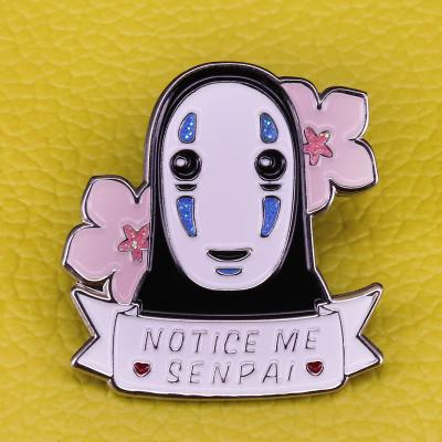 China Copper No Face Enamel Pin Spirited Away Mysterious Man Brooches For Anime Movie Fans for sale