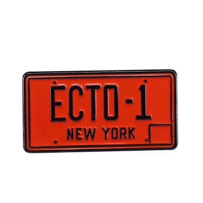 China ALLOY Ecto-1 New York License Plate Lapel Pin Ghostbusters Pride Accessory for sale