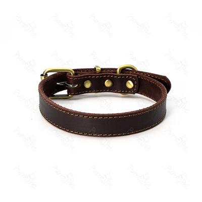 China Wholesale Custom Made Italian Luxury Real Leather Leash Personalized Genuine Leather Dog Collar Real Dog Collar for sale