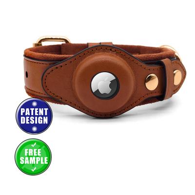 China OEM Personalized Custom Adjustable Comfort Padded Pets Small Dog Leather Dog Collar Real Leather Dog Collar for sale