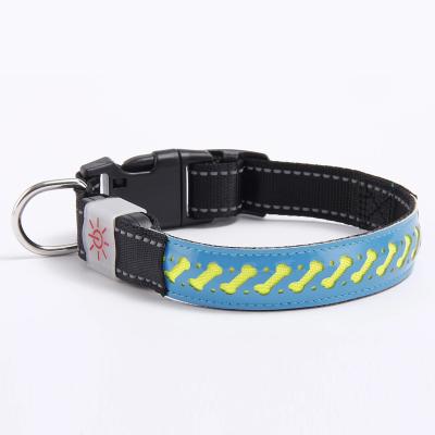 China Wholesaler Custom Safety Padded USB Rechargeable Charging Waterproof Nylon Led Dog Collar for sale