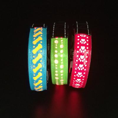 China Personalized LED Lights Dog Pets Collars Polyester Adjustable Glow In The Night Dog Cat Puppy Safe Luminous Flashing Collar Dog Accessones for sale