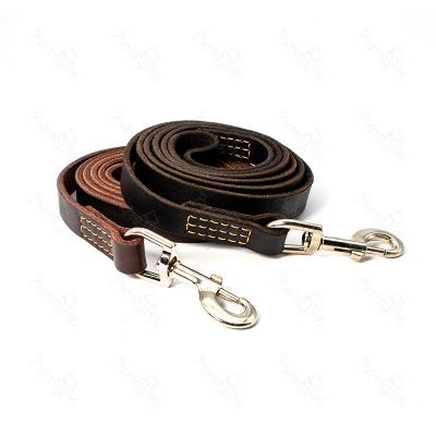 China 2022 New Arrival Custom Strong Durable Black Top Layer Whip Custom Luxury Leather Dog Leash Wholesale for sale