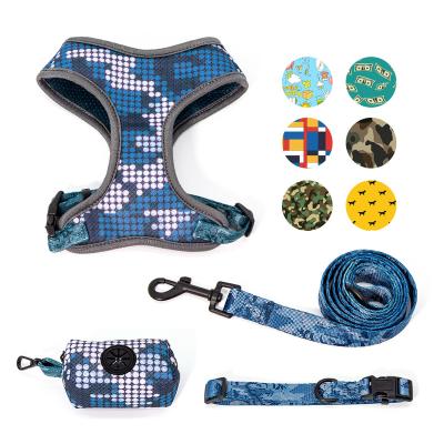 China Pet Puppy 6 Colors Padded Heavy Duty Adjustable Rope Dog Leash And Collar Set Reversible Dog Pet Harness Set 2021 for sale