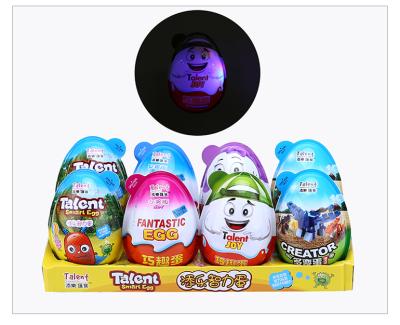 China Hot Sale Big Egg Shape Surprises Cute Egg Toys Candy Toy with Sweet Chocolate Candy and Cookies Pieces for sale