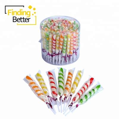 China Magic fruit colored rainbow sweet lollipop kosher popular halal natural pop candy candy stick lollipop hard candy long for sale