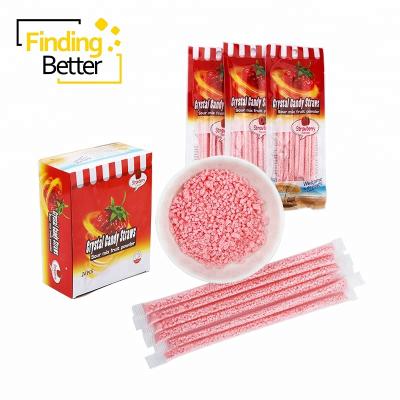 China Natural Straw Sour CC Stick Candy Strawberry Fruit Flavor Powder Kosher Candy for sale