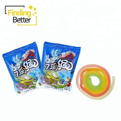 China Natural Stripe Pectin Soft Sour Fruity Sweet Sour Candy Gummy Colorful Gummy Candy for sale