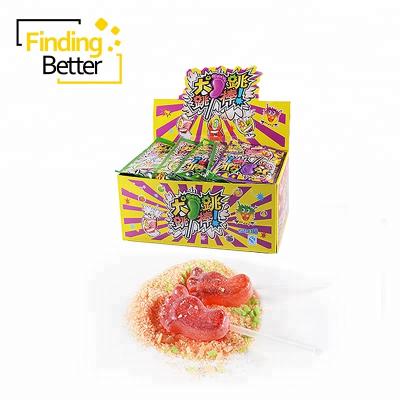 China Normal Halal Pop Magic Rock Candy Jumping Candy Pin Pon Foot Shape Lollipop Funny With Jumping Candy for sale