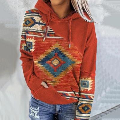 China Hooded Ladies Print Hoodie Women Winter Windproof Tops Cotton Warmth for sale