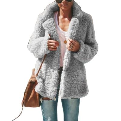 China New European And American Style Windproof Solid Color Women's Large Casual Plush Coat for sale