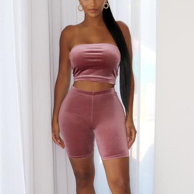 China Polyester fiber (polyester) two-piece set summer clothing shorts 2021 new design booty shorts solid shorts pants set women outfits for sale