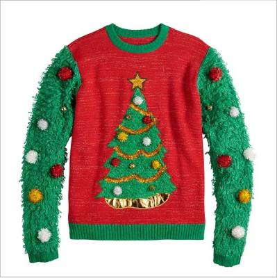 China New Autumn And Winter Christmas Knitted Sweater Christmas Tree Nondisposable Anti-static Wearable Breathable Red Sweater for sale