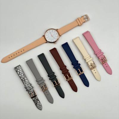 China For Women Watch Low MOQ 14mm Leather Strap Multiple Color Stainless Steel Buckle Watch Band In Stock for sale