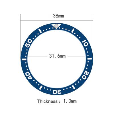 China Flat Ceramic Luminous Watch Parts Bezel Insert 38*31.6mm 12 Pip For SKX007 SKX009 Watch Parts for sale