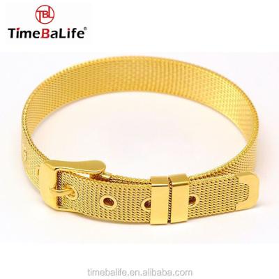 China Custom Set 316L Stainless Steel Mesh Charm Bracelet Gold Fashion Jewelry 10mm Thin Stainless Steel for sale