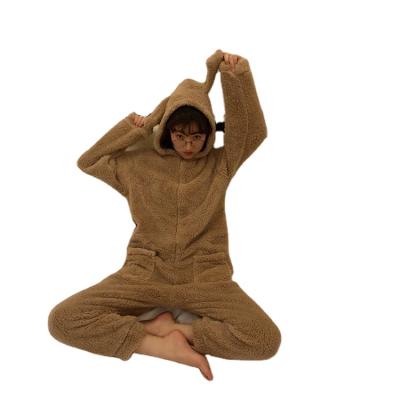 China 2021 new style thermal hot selling cute pajamas overalls with long ear for sale