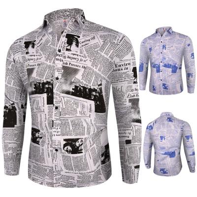 China QUICK-DRY hollow men's long-sleeved shirt printing casual men's shirt flower shirt men for sale