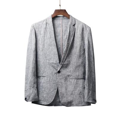 China New breathable men's autumn and winter thin men's suit casual simple single jacket canvas suit for sale