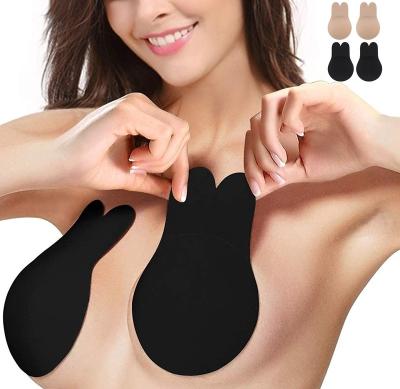 China QUICK DRY Strapless Sticky Adhesive Rabbit Push Up Bra Plus Size Ear Shaped Nipple Covers Invisible Lingerie Bra for sale