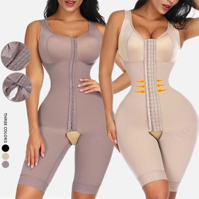 China Antibacterial Wholesale Women Tummy Control Pantyhose Hook Eye Crotch Full Body Shaper For Postpartum Recovery Pad Shapewear Top for sale