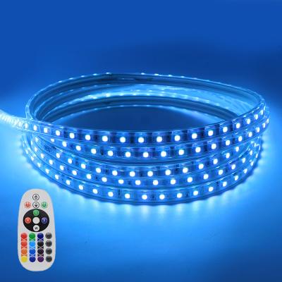 China 110 V RGB LED Light Strip SMD 5050 Dimmable and Flexible Smart Rope Light with Remote Control for sale