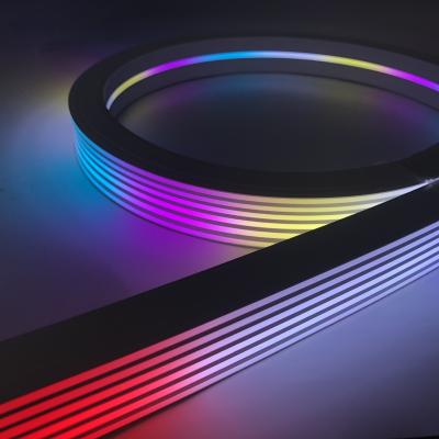 China 3020 Top Bend flexible 30mm big luminous surface neon strip round light body DC24V IP67 SPI RGB magic light effect neon light for sale