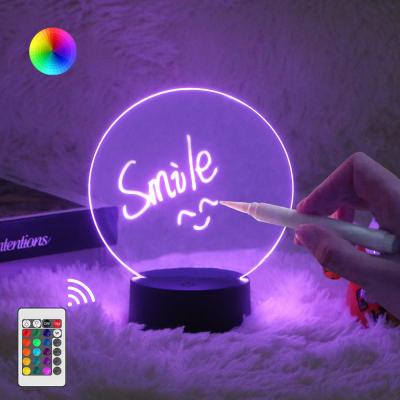 China 16 colors night light base Erasable Writing Board Creative night light DIY RGB LED Message Acrylic Writing Board Light for sale