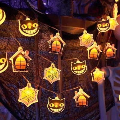 Cina USB ricaricabile e alimentato da batterie 8 modalità luci fantasma LED arancione impermeabile luci di Halloween corde luci da giardino palo di luce in vendita