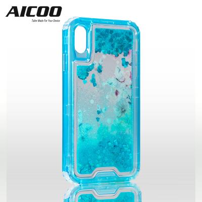 China Custom Luxury Liquid Eco-friendly Quicksand Clear 2 In 1 Shockproof TPU PC Cell Phone Case Cover For iPhone XS for sale