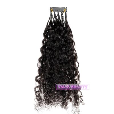 China Body Wave Vmae Hair Extensions 6D Prebonded Tip Hair 5 Pieces One Color 100g Weft Natural Cruly Remy 6D Afro for sale