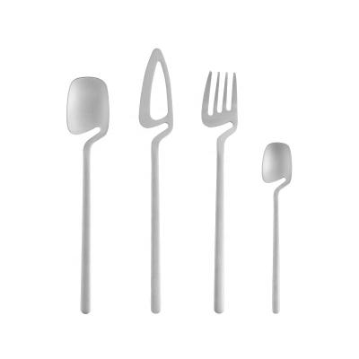 China 2022 Items Design Tableware Hot Creative Futuristic Futuristic Stainless Steel Tableware Knife And Fork Set Hanging Cutlery Set for sale