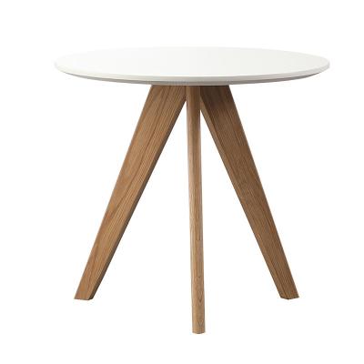 China Nordic Convertible Round Table Three Legs Wooden MDF Coffee Table Corner Top Side Coffee Table for sale