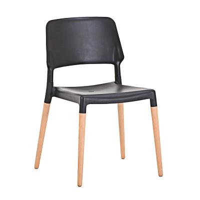 China Wholesale Cooling Modern Plastic Chairs Lounge Dining Chair With Wooden Legs for sale