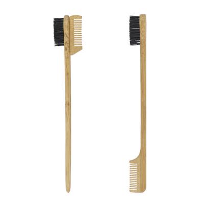 China Wholesale Eco-friendly Bamboo Eyebrow Brush Boar Hair Edge Bamboo Eyebrow Brush Custom Logo Eyebrow Brush for sale